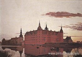 Palacio de Frederiksborg a la luz del atardecer