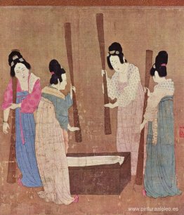 Mujeres preparando seda (después de Zhang Xuan)