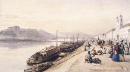 Muelle del Danubio con iglesia griega en 1843