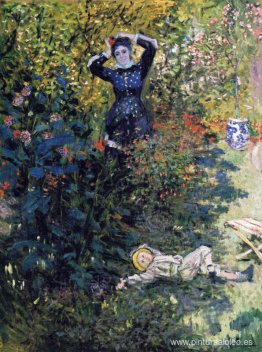 Camille y Jean Monet en el jardín de Argenteuil