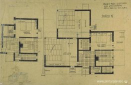 Diseño, planos y axonometría de departamento tipo estudio doble.