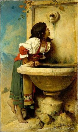 Chica romana en la fuente.