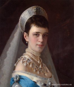 Retrato de la emperatriz María Fiodorovna con un tocado decorado