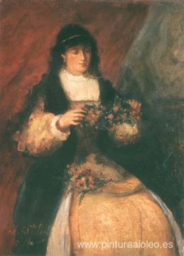 niña con flores