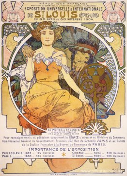 Póster litográfico en color de estilo art nouveau que muestra a