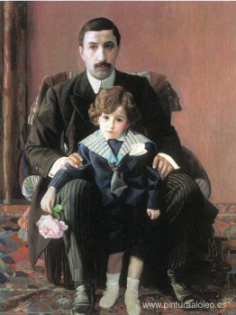 Retrato de Arman Frantsevich Aziber y su hijo.