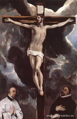 Cristo en la cruz adorado por dos donantes