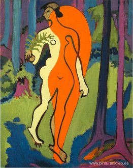 Desnudo en naranja y amarillo