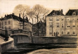 Puente y casas en la esquina de Herengracht-Prinsessegracht