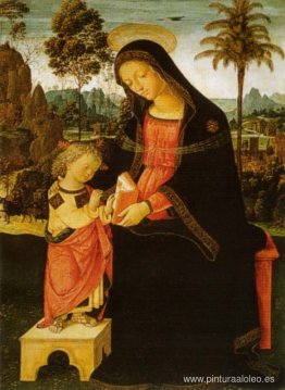 Madonna con niño escribiendo