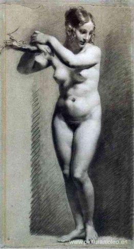 Dibujo de Desnudo Femenino con carboncillo y tiza.