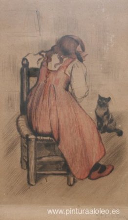 Niña con gato