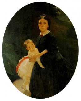 Retrato de Shestova con su hija.