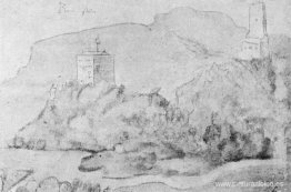 Dibujo de los castillos de Alsacien Ortenberg (derecha) y Ramste