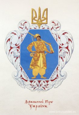 Pequeño escudo de armas del Estado ucraniano.