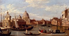 Vista del Gran Canal y Santa Maria Della Salute con barcos y fig