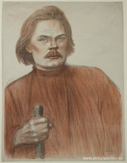 Maxim Gorky de medio cuerpo, de frente