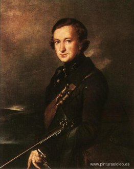 Retrato de yu. F. Samarin con traje de caza