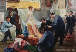 Declaración del modelo en el estudio de Ilya Repin.