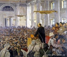 El primer discurso de Vladimir Lenin en el Smolny. Versión tardí