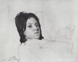 Cabeza de mujer (V.A. Repina acostada en la cama)