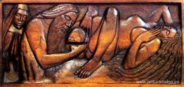 Nacimiento, panel de cama de madera