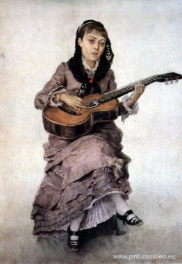 Retrato de la princesa S. A. Kropotkina con guitarra