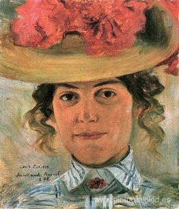 Medio retrato de mujer con sombrero de paja (Luise Halbe)