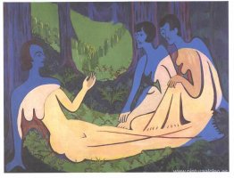 Tres desnudos en el bosque