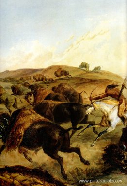 Indios cazando bisontes [Izquierda]