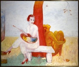 Autorretrato con paleta (pintor y fauno)