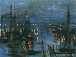 El puerto de Le Havre, efecto nocturno