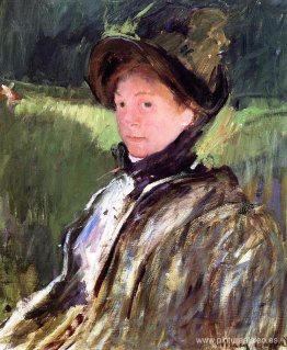 Lydia Cassatt con un gorro verde y un abrigo