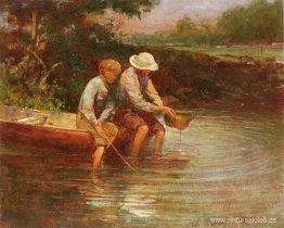 niños pescando