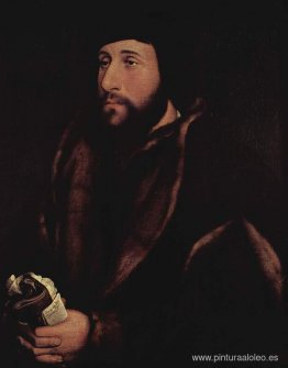 Retrato de un hombre con una carta y guantes.