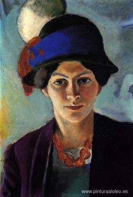 Retrato de la esposa del artista con sombrero.