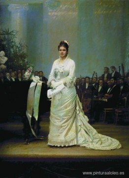 Retrato de la cantante Isabel Andreevny Lavrovsky, en el escenar