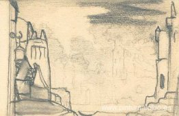 Boceto de escenografía para la ópera "Khovanshchina" de Mussorgs