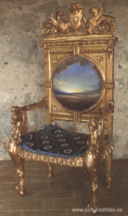 Sillón con paisaje pintado para el castillo de Gala en Púbol