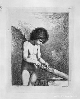 El amor elige una flecha en la aljaba, de Guercino