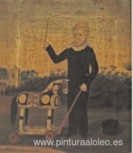 Niño con caballo de juguete