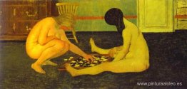 Mujeres desnudas jugando a las damas