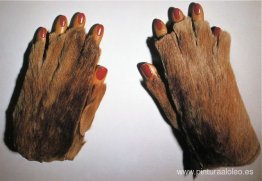 Guantes de piel con dedos de madera