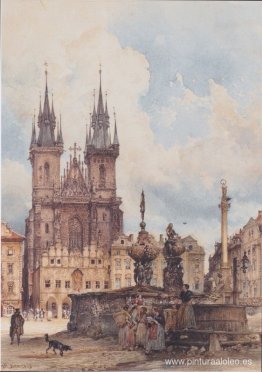 Vista de la Plaza de la Ciudad Vieja con la Iglesia en Praga