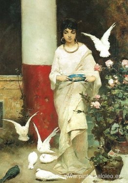 niña con palomas