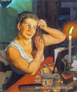 Noche. Retrato de la esposa del artista, Klavdiya Yuon.