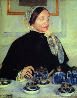 Dama en la mesa de té