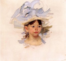 Boceto de Ellen My Cassatt con un gran sombrero azul