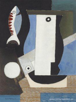 Composición cubiste au retrato, poisson et clair de lune