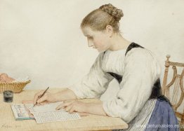 Mujer joven escribiendo una carta